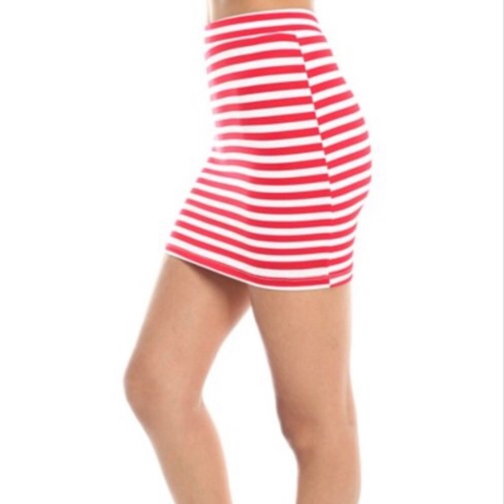 Red Striped Bodycon Skirt
